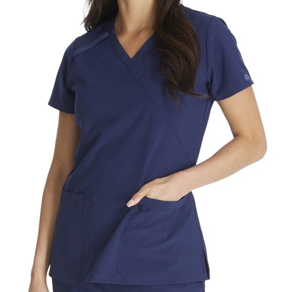 Dickies DK625 Mock Wrap Top  Navy Size L (New) - Picture 1 of 9